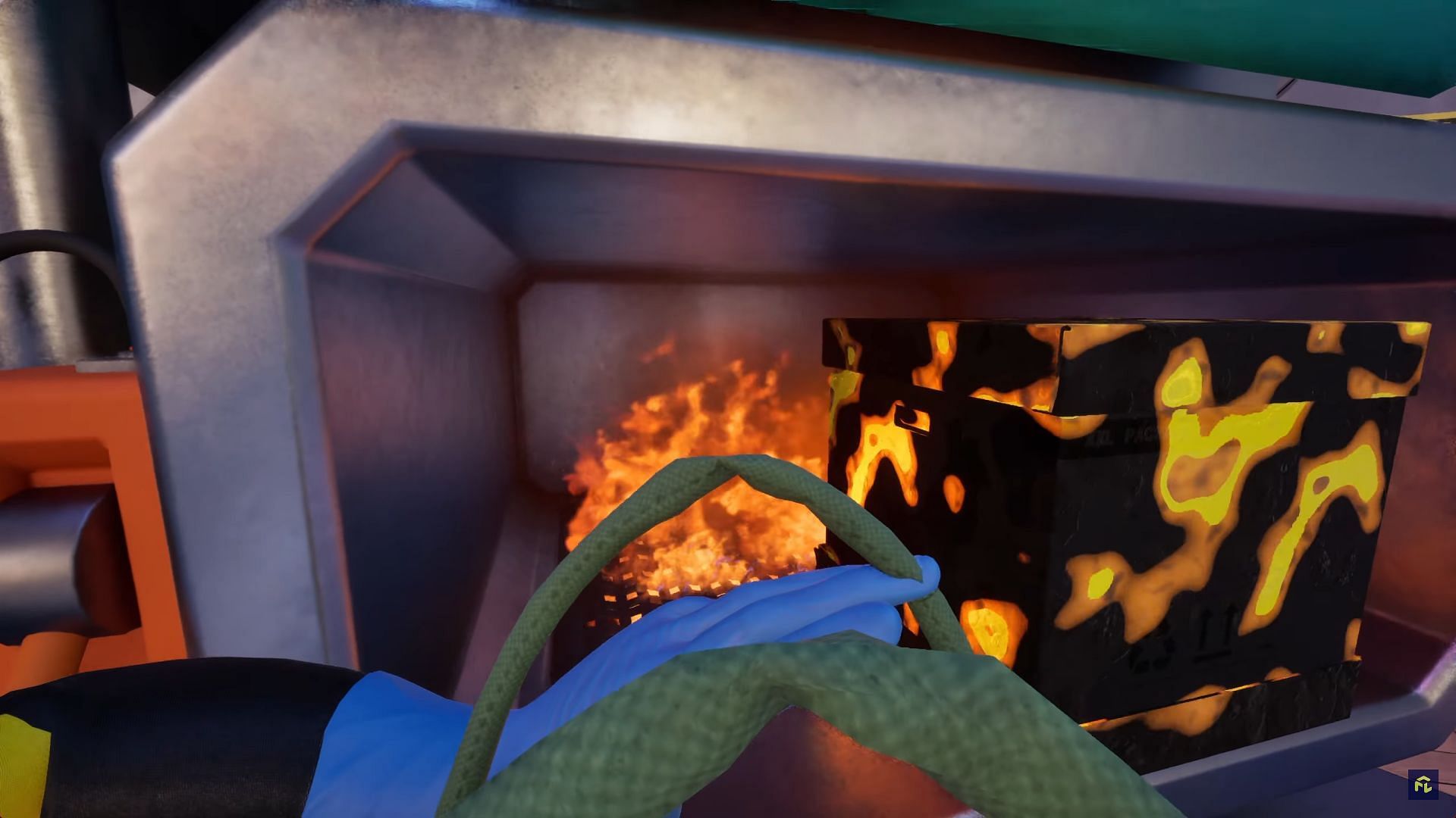 Burn Trash, any item you feel is not needed in Cash Cleaner Simulator (Image via Forklift Interactive || Digital Pajamas)